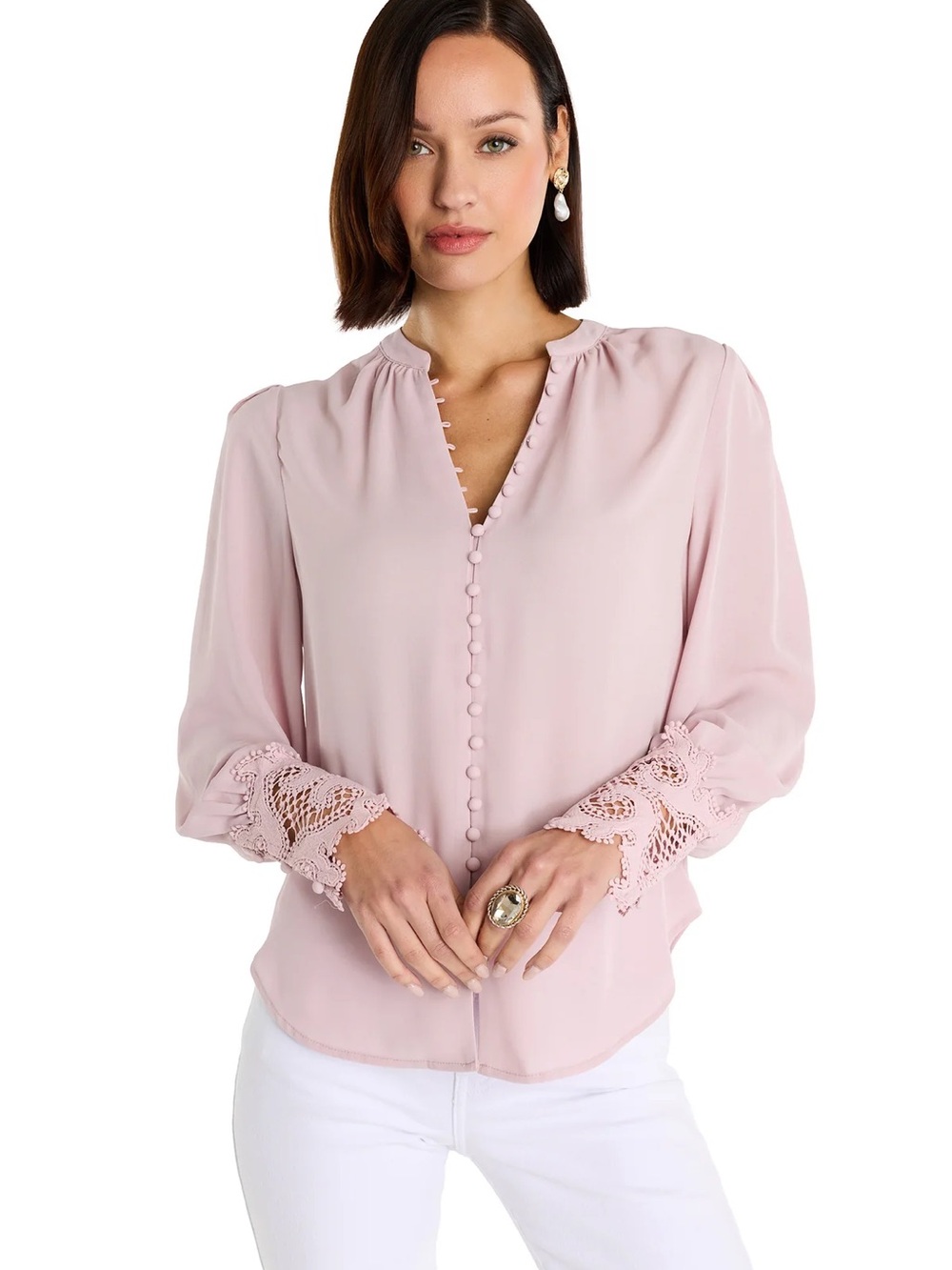 BLAKE LACE SLEEVE BLOUSE BLUSH NEW WITH TAGS THE NOLI SHOP